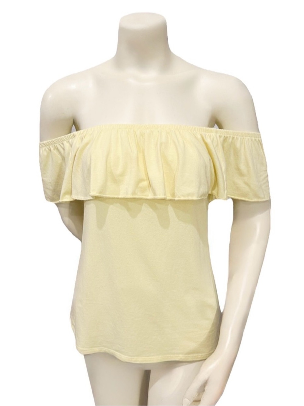 Lilly Pulitzer Yellow Off Shoulder Ruffle Top Pima Cotton XS